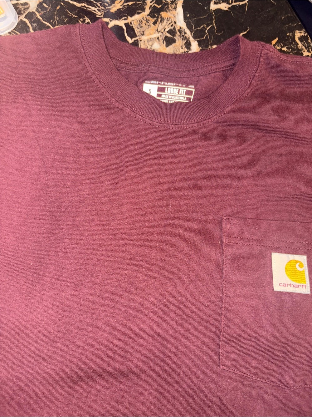 Carhartt Men’s Short-Sleeve Pocket Tee in Burgundy Plum
